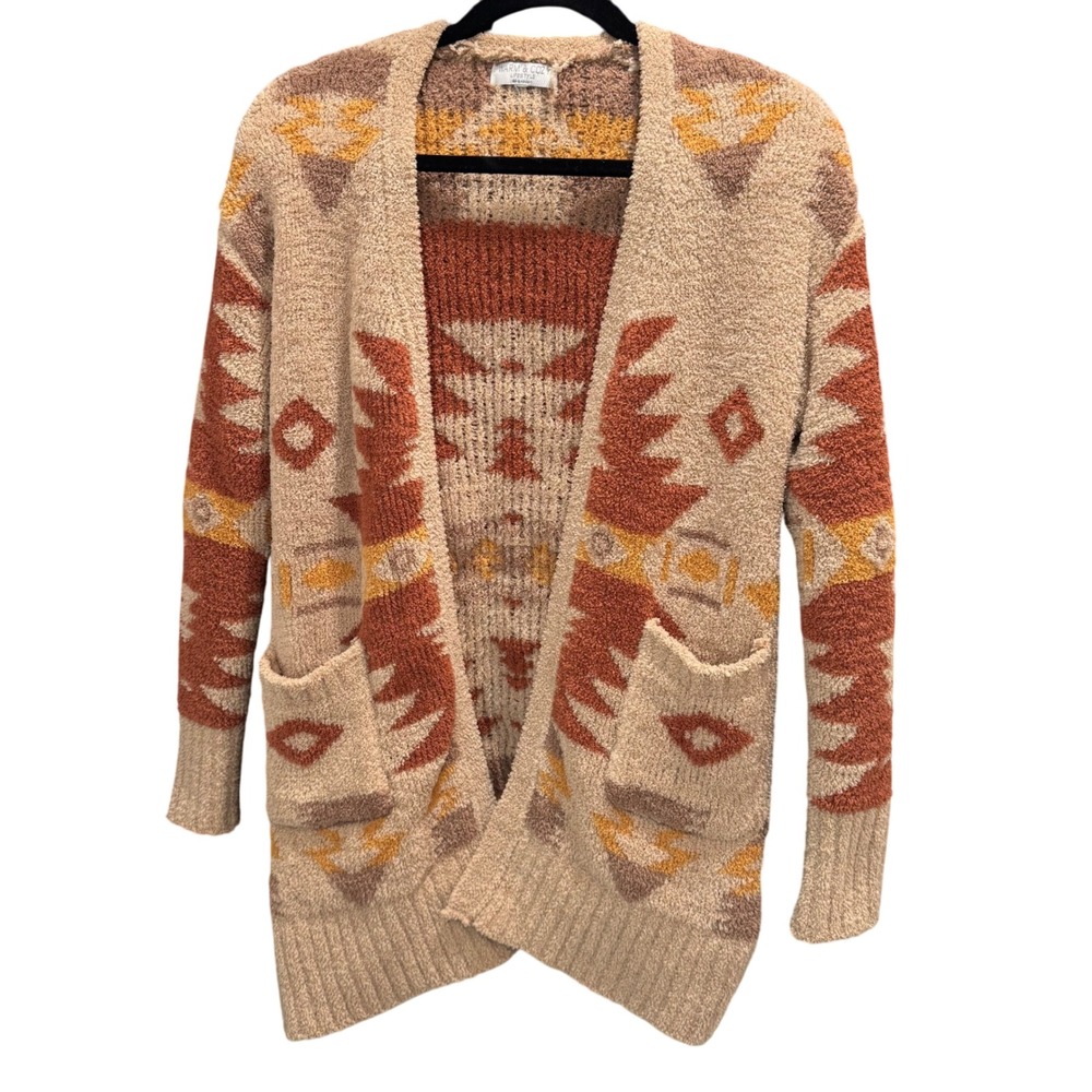 Warm &‎ Cozy Lifestyle Southwestern Geometric Open Front Cardigan Sweater Small